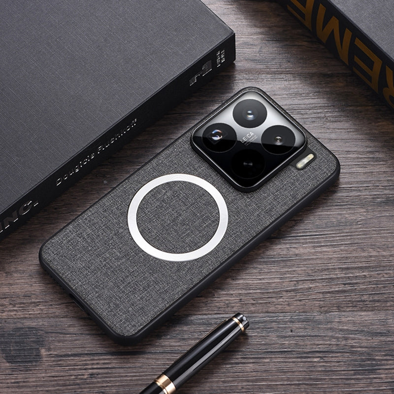 For Xiaomi 15 CD Magnetic Cloth Texture PU Phone Case(Grey)