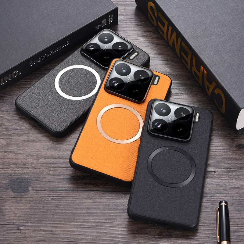 For Xiaomi 15 Pro CD Magnetic Cloth Texture PU Phone Case(Purple)