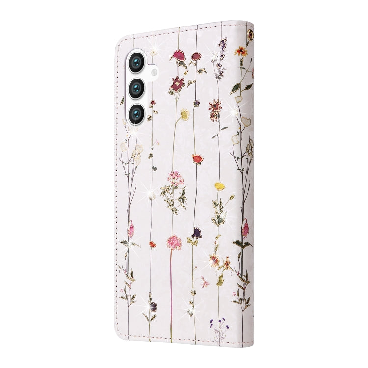 For Samsung Galaxy S24 5G Bronzing Painting RFID Leather Case(Dreid Flower World)