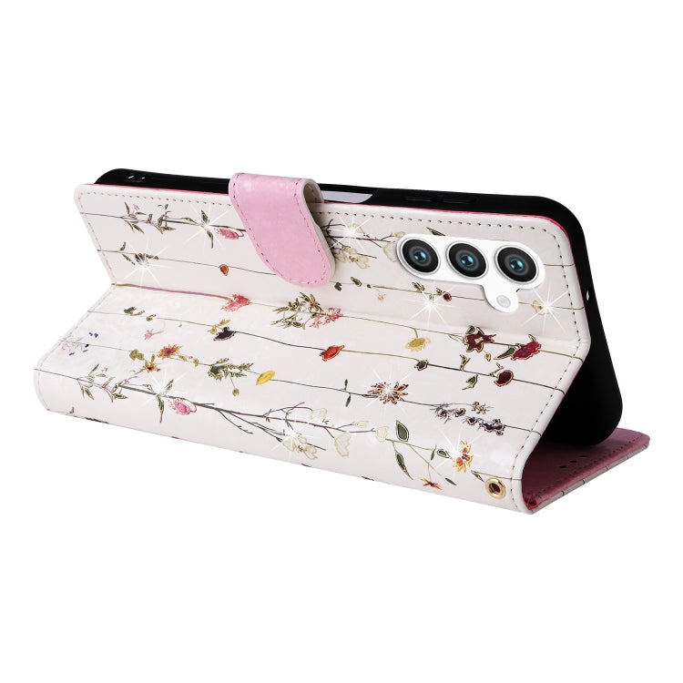 For Samsung Galaxy S24 5G Bronzing Painting RFID Leather Case(Dreid Flower World)