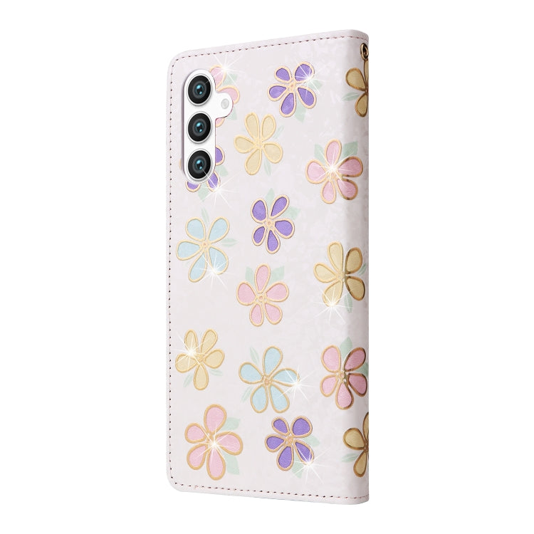 For Samsung Galaxy S24 5G Bronzing Painting RFID Leather Case(Bloosoming Flower)