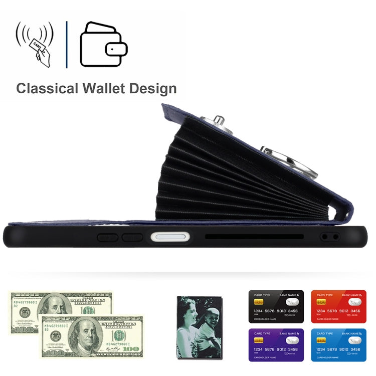 For Honor X6a Organ Card Bag Ring Holder PU Phone Case(Blue)