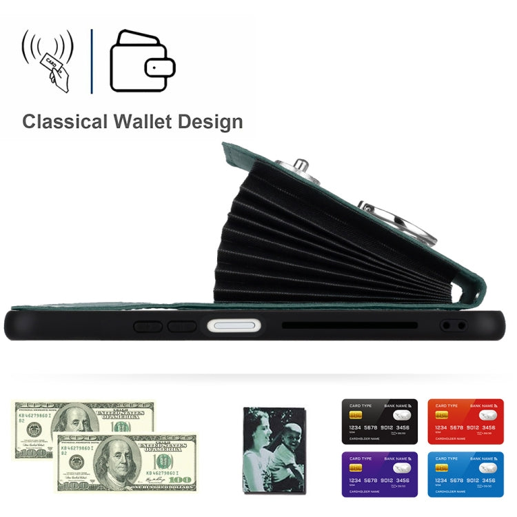 For Honor X6a Organ Card Bag Ring Holder PU Phone Case(Green)