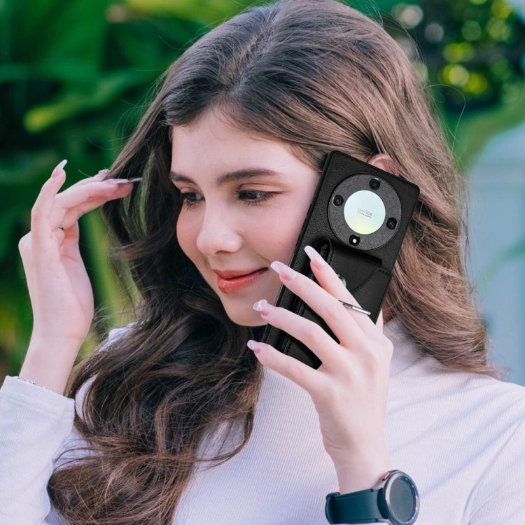 For Honor X9a / Magic5 Lite Organ Card Bag Ring Holder PU Phone Case(Black)