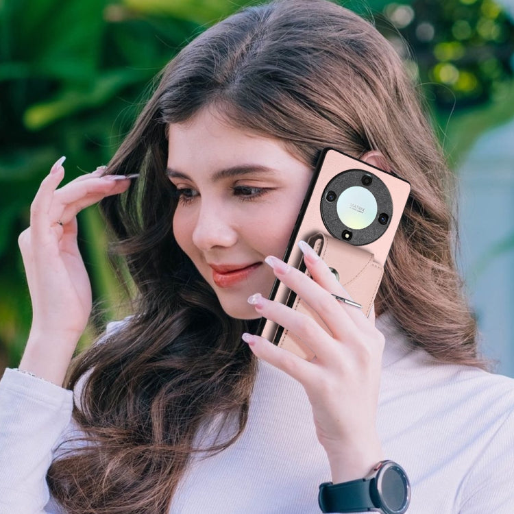 For Honor X9a / Magic5 Lite Organ Card Bag Ring Holder PU Phone Case(Pink)