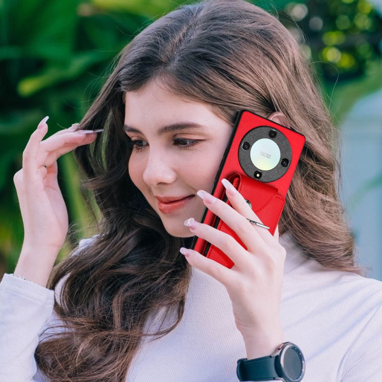 For Honor X9a / Magic5 Lite Organ Card Bag Ring Holder PU Phone Case(Red)