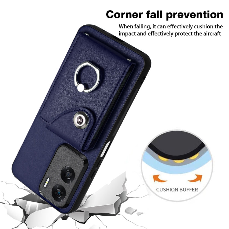 For Honor X50i / 90 Lite Organ Card Bag Ring Holder PU Phone Case(Blue)