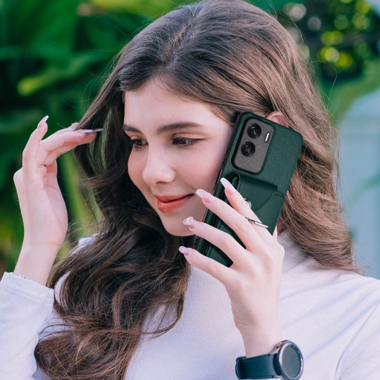 For Honor X50i / 90 Lite Organ Card Bag Ring Holder PU Phone Case(Green)