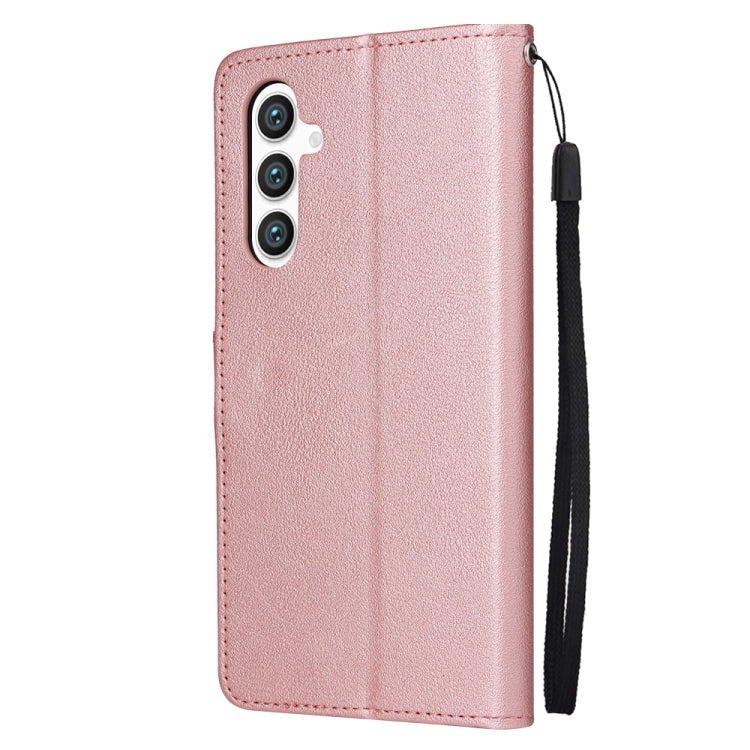 For Samsung Galaxy S24 5G 3-Card Slots Multifunctional Leather Phone Case(Rose Gold)