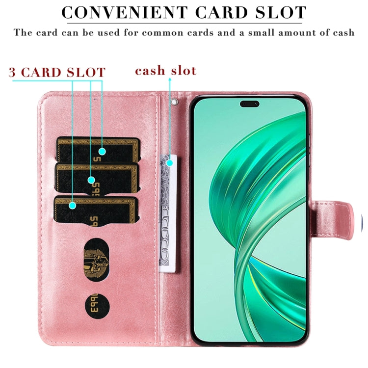 For Honor X8b Fashion Calf Texture Zipper Leather Phone Case(Rose Gold)