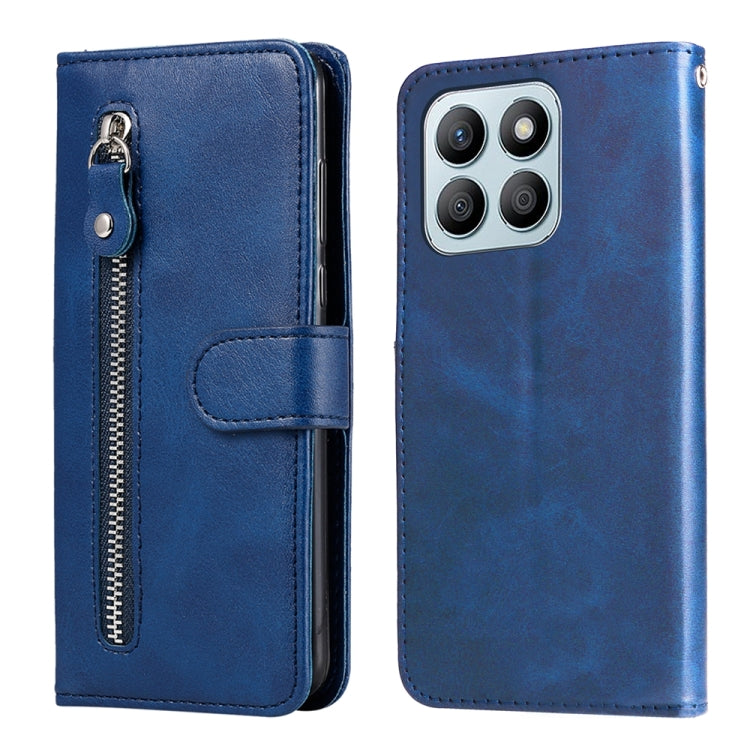 For Honor X8b Fashion Calf Texture Zipper Leather Phone Case(Blue)