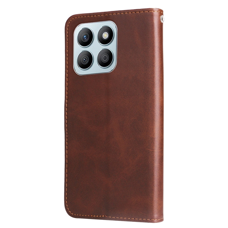 For Honor X8b Fashion Calf Texture Zipper Leather Phone Case(Brown)