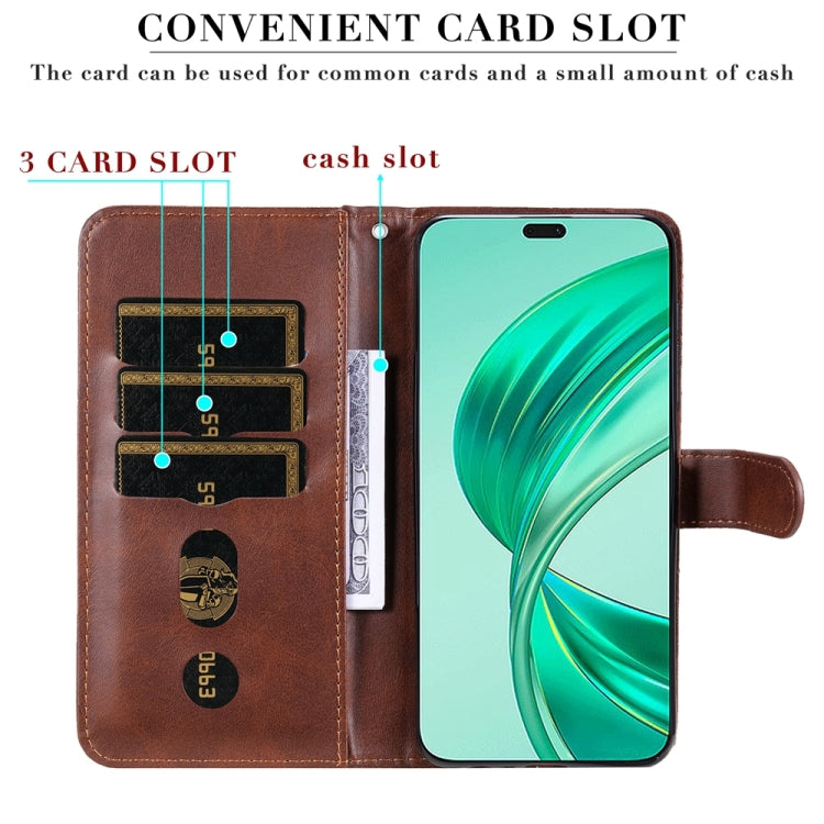 For Honor X8b Fashion Calf Texture Zipper Leather Phone Case(Brown)