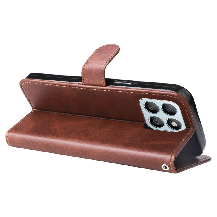 For Honor X8b Fashion Calf Texture Zipper Leather Phone Case(Brown)