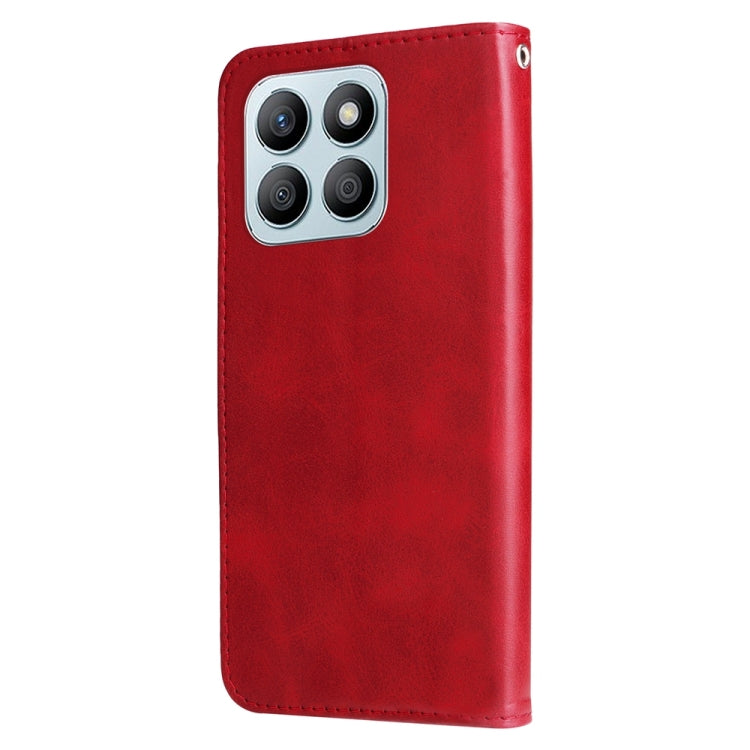 For Honor X8b Fashion Calf Texture Zipper Leather Phone Case(Red)