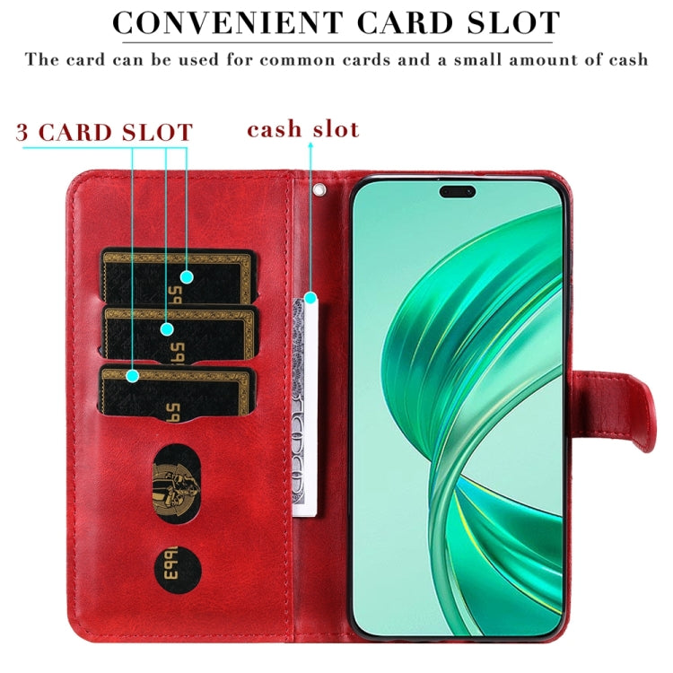 For Honor X8b Fashion Calf Texture Zipper Leather Phone Case(Red)