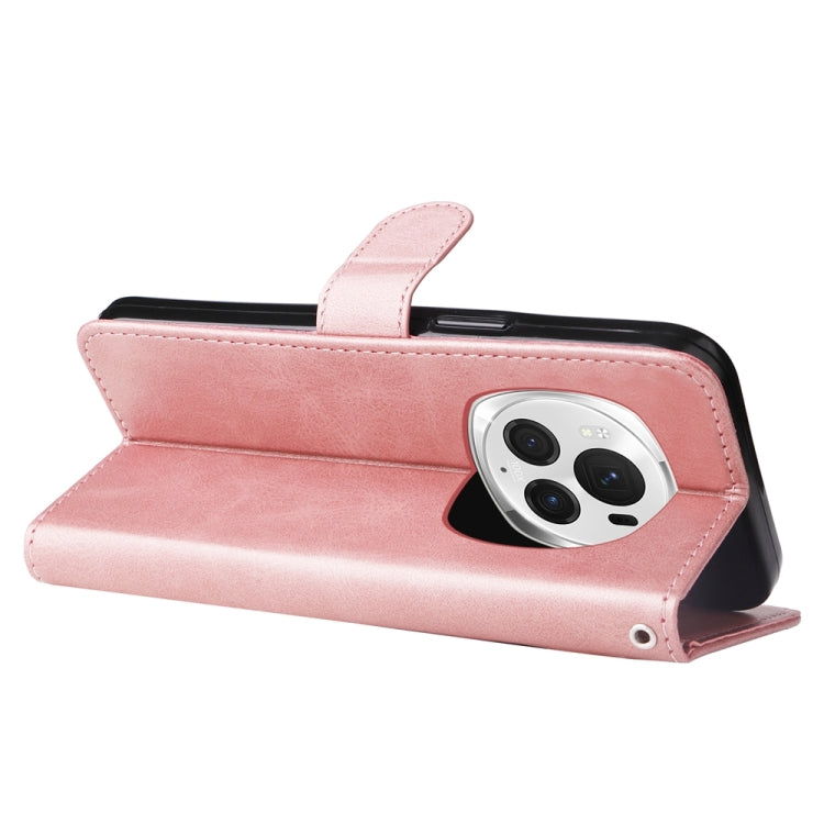 For Honor Magic6 Pro Fashion Calf Texture Zipper Leather Phone Case(Rose Gold)