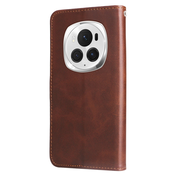For Honor Magic6 Pro Fashion Calf Texture Zipper Leather Phone Case(Brown)