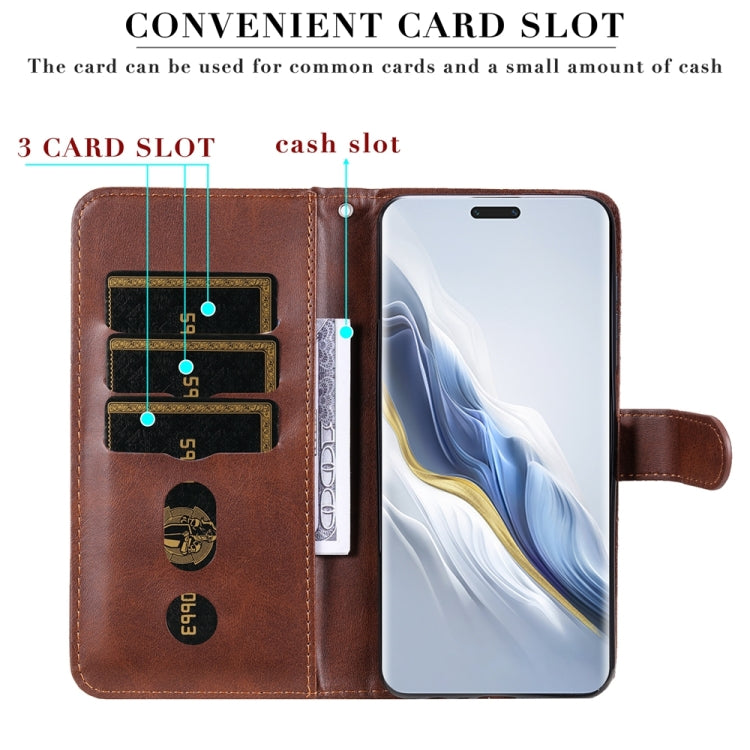 For Honor Magic6 Pro Fashion Calf Texture Zipper Leather Phone Case(Brown)