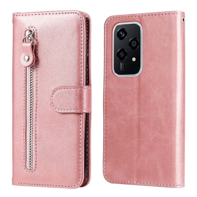 For Honor 200 Lite 5G Global Fashion Calf Texture Zipper Leather Phone Case(Rose Gold)