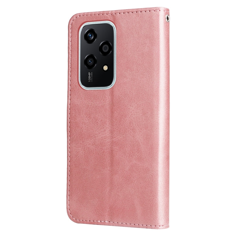 For Honor 200 Lite 5G Global Fashion Calf Texture Zipper Leather Phone Case(Rose Gold)