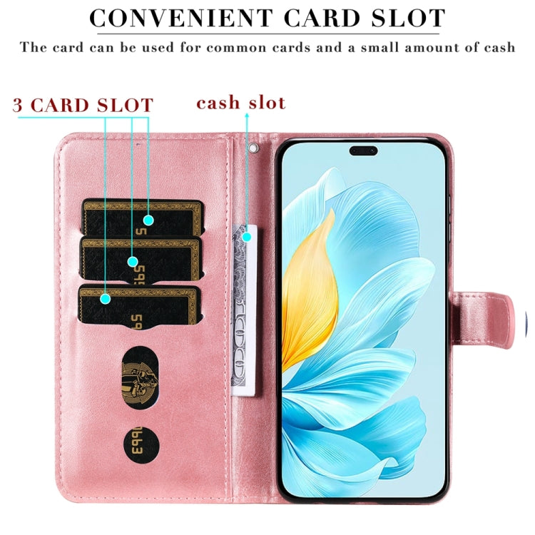 For Honor 200 Lite 5G Global Fashion Calf Texture Zipper Leather Phone Case(Rose Gold)