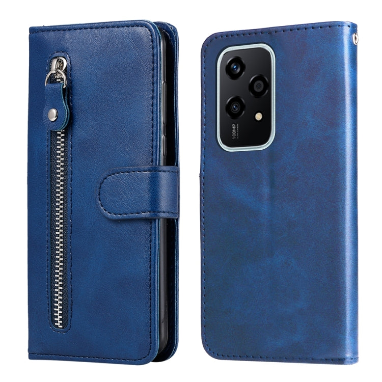 For Honor 200 Lite 5G Global Fashion Calf Texture Zipper Leather Phone Case(Blue)