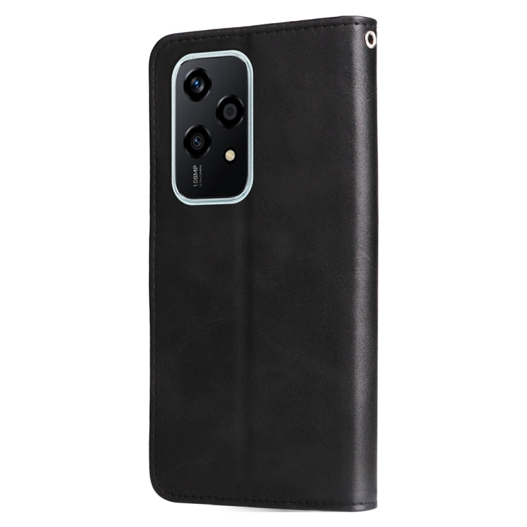 For Honor 200 Lite 5G Global Fashion Calf Texture Zipper Leather Phone Case(Black)