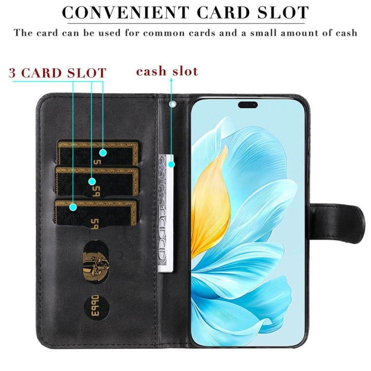 For Honor 200 Lite 5G Global Fashion Calf Texture Zipper Leather Phone Case(Black)
