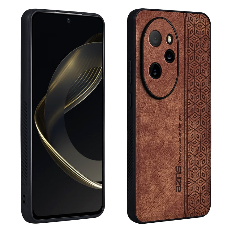 For Honor 100 Pro AZNS 3D Embossed Skin Feel Phone Case(Brown)