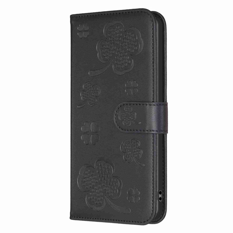 For Samsung Galaxy S24 5G Four-leaf Embossed Leather Phone Case(Black)