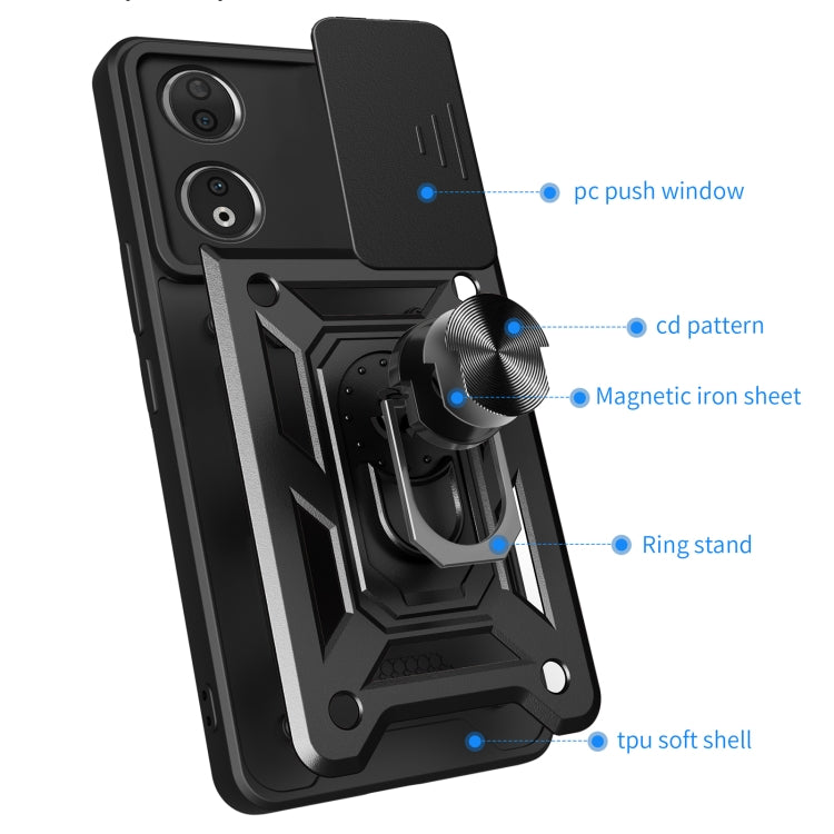 For Honor 90 5G Sliding Camera Cover Design TPU+PC Phone Case(Black)