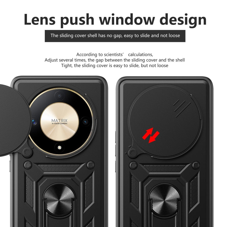 For Honor X9b Sliding Camera Cover Design TPU+PC Phone Case(Black)