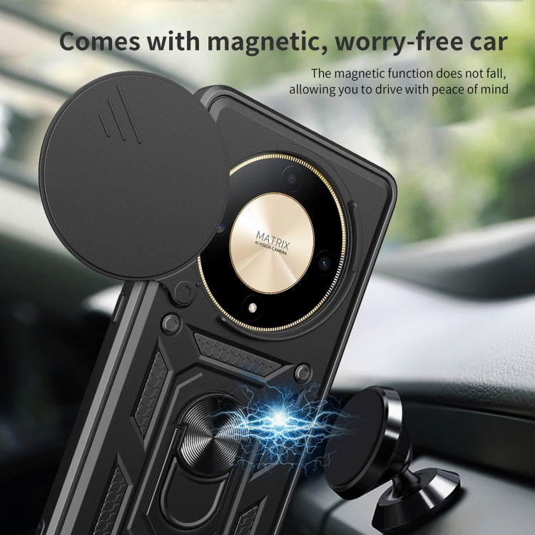 For Honor X9b Sliding Camera Cover Design TPU+PC Phone Case(Black)