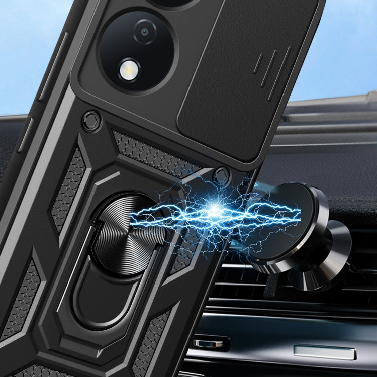 For Honor X7b Sliding Camera Cover Design TPU+PC Phone Case(Rose Gold)