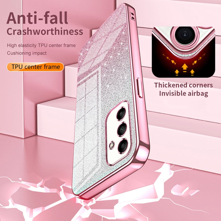 For Samsung Galaxy S24 5G Gradient Glitter Powder Electroplated Phone Case(Silver)