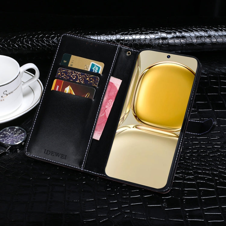 For Samsung Galaxy S24 5G idewei Crocodile Texture Leather Phone Case(Dark Blue)
