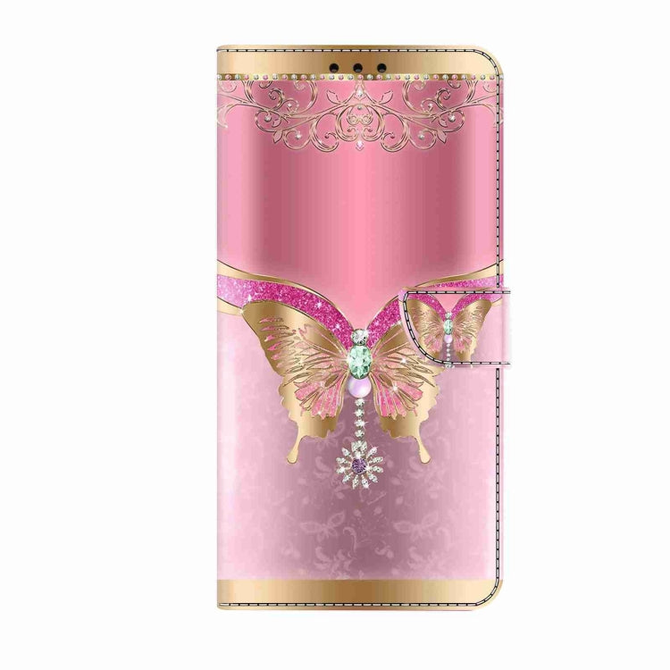 For Samsung Galaxy S24 5G Crystal 3D Shockproof Protective Leather Phone Case(Pink Bottom Butterfly)