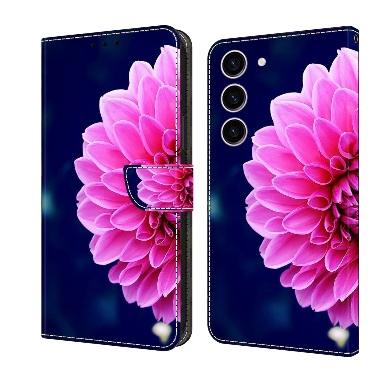 For Samsung Galaxy S24 5G Crystal 3D Shockproof Protective Leather Phone Case(Pink Petals)