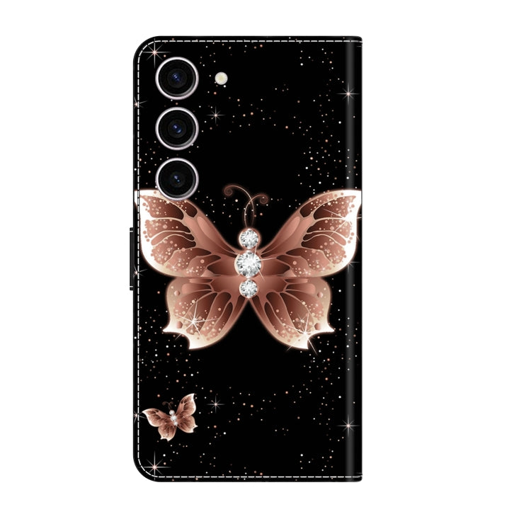 For Samsung Galaxy S24 5G Crystal 3D Shockproof Protective Leather Phone Case(Pink Diamond Butterfly)