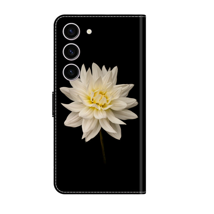 For Samsung Galaxy S24 5G Crystal 3D Shockproof Protective Leather Phone Case(White Flower)