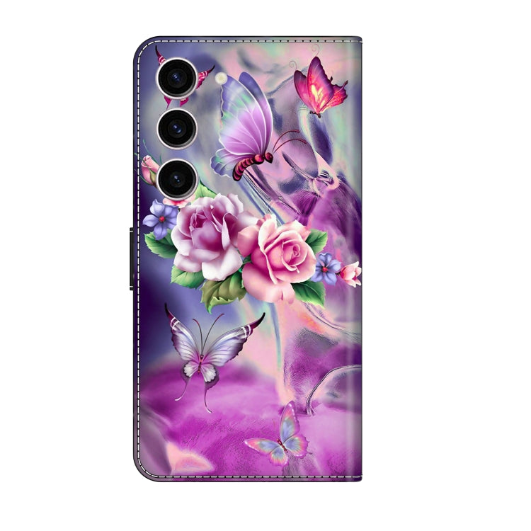 For Samsung Galaxy S24 5G Crystal 3D Shockproof Protective Leather Phone Case(Butterfly)