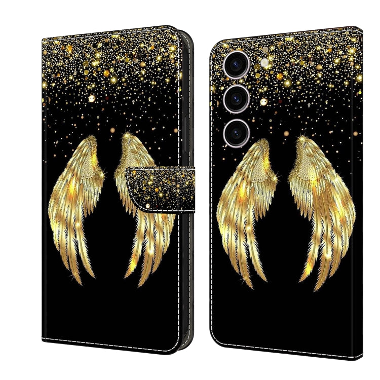For Samsung Galaxy S24 5G Crystal 3D Shockproof Protective Leather Phone Case(Golden Wings)