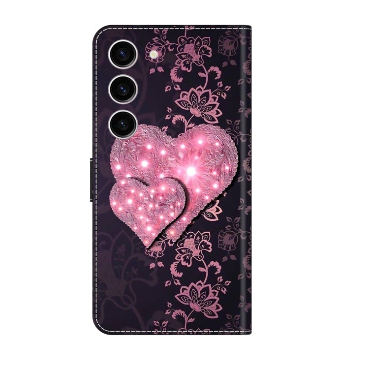 For Samsung Galaxy S24 5G Crystal 3D Shockproof Protective Leather Phone Case(Lace Love)