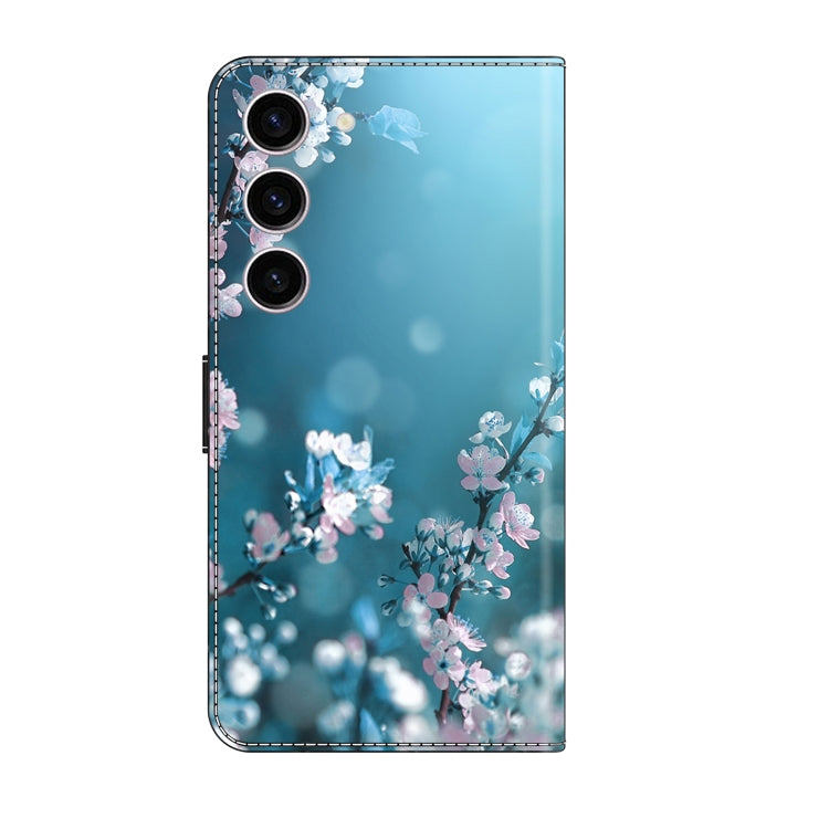 For Samsung Galaxy S24 5G Crystal 3D Shockproof Protective Leather Phone Case(Plum Flower)