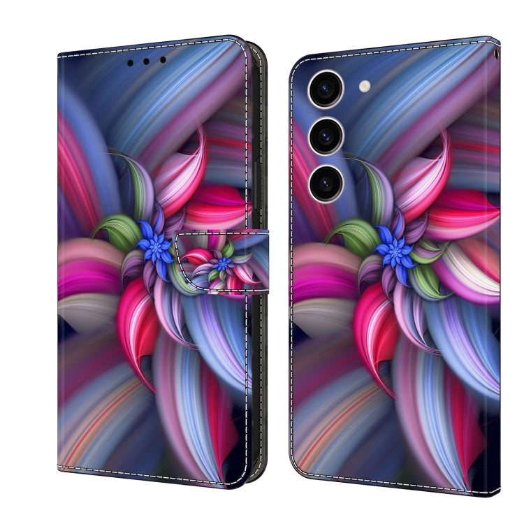 For Samsung Galaxy S24 5G Crystal 3D Shockproof Protective Leather Phone Case(Colorful Flower)