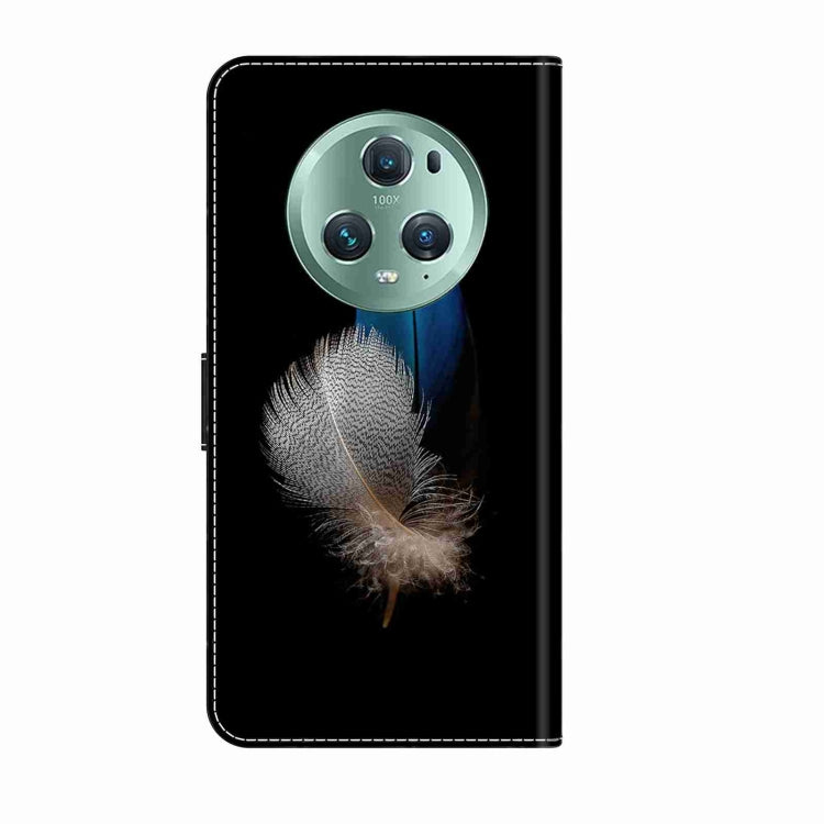 For Honor Magic5 Pro Crystal 3D Shockproof Protective Leather Phone Case(Two Branches)