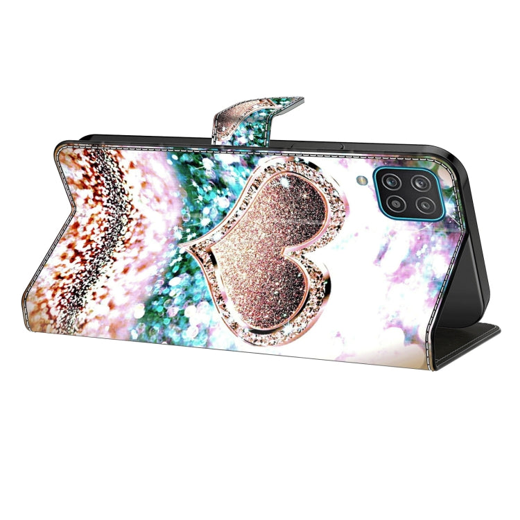 For Honor Magic6 Lite Crystal 3D Shockproof Protective Leather Phone Case(Pink Diamond Heart)