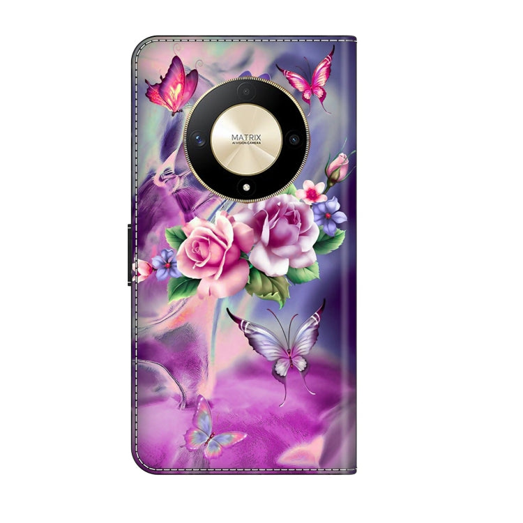 For Honor Magic6 Lite Crystal 3D Shockproof Protective Leather Phone Case(Butterfly)