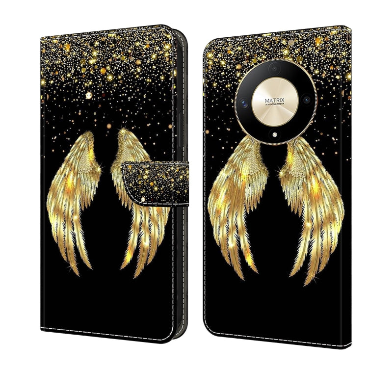 For Honor Magic6 Lite Crystal 3D Shockproof Protective Leather Phone Case(Golden Wings)